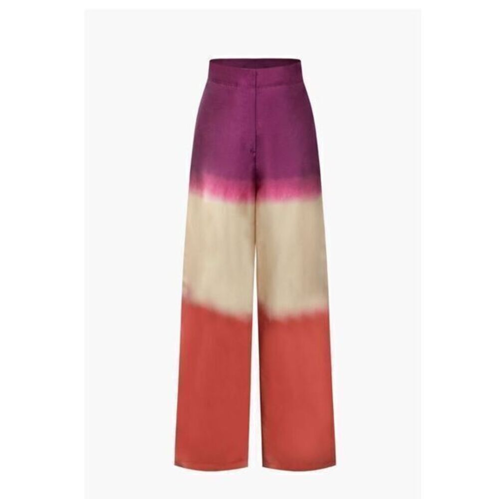 Micas Vibrant Ombre Wide Leg Tie‎ Dye Wide Leg Satin Trousers Size M - Picture 6 of 10